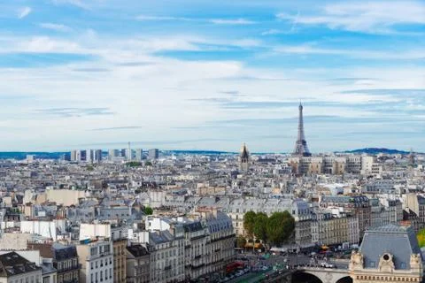 Skyline of Paris with eiffel tower Stock Photos