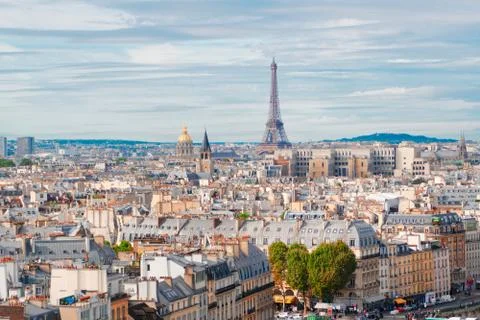 Skyline of Paris with eiffel tower Stock Photos