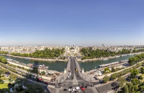 Skyline of Paris from Eiffel tower Stock Photos