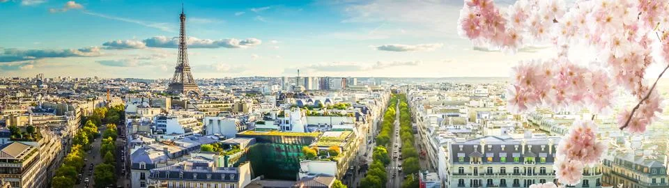 Skyline of Paris with eiffel tower Stockfoto's