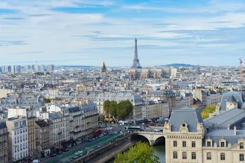 Skyline of Paris with eiffel tower Stock Photos