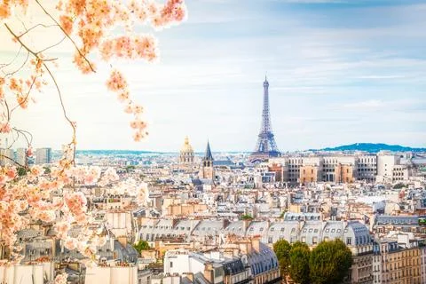Skyline of Paris with eiffel tower Stock Photos