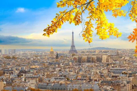 Skyline of Paris with eiffel tower Stock Photos