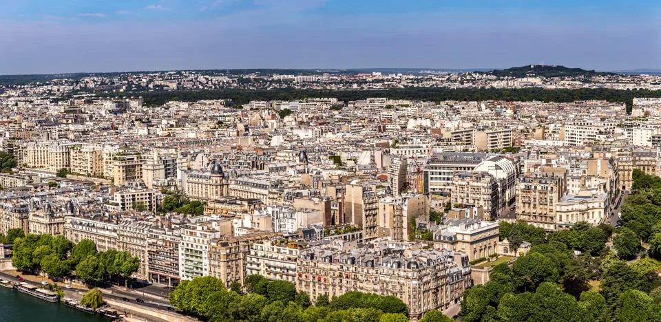Skyline of Paris from Eiffel tower 스톡 사진