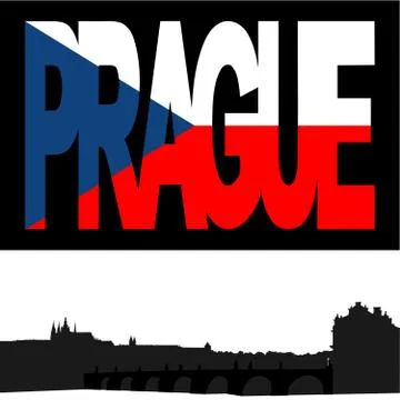 Skyline with prague flag text Stock Illustration