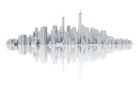 Skyline with reflection Stock Illustration