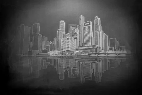 Skyline with reflection Stock Illustration