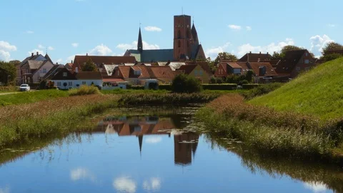 Skyline of Ribe, Denmark. Two shots Stock Footage 97083755