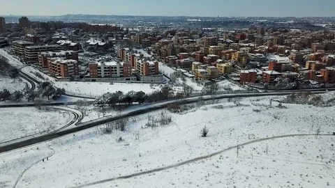 Skyline of Rome with snow flakes Stock Footage 100606401