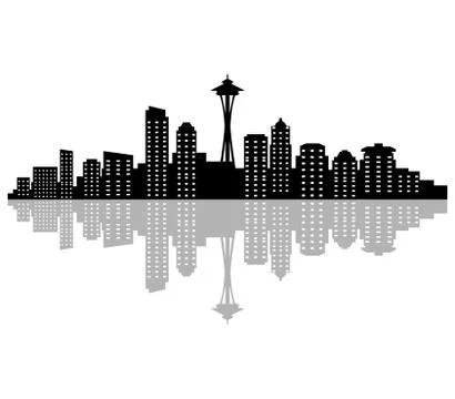 Skyline seattle on a white background Stock Illustration