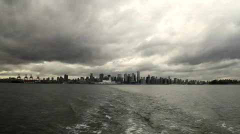 Skyline seen from Ferry 4- 7D Stock Footage 798007