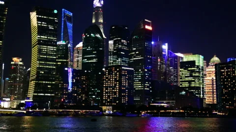 Skyline of Shanghai at night Video stock 104685040
