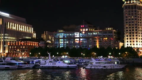 Skyline of Shanghai at night Vídeo Stock 104685357