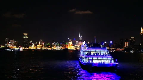 Skyline of Shanghai at night 库存影片 104685659