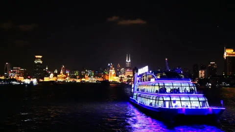 Skyline of Shanghai at night 库存影片 104685711
