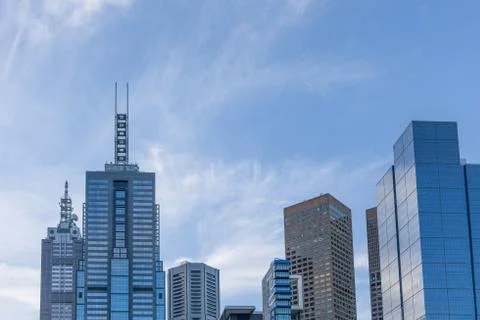 Skyline of skyscrapers in Melbourne CBD Stock Photos