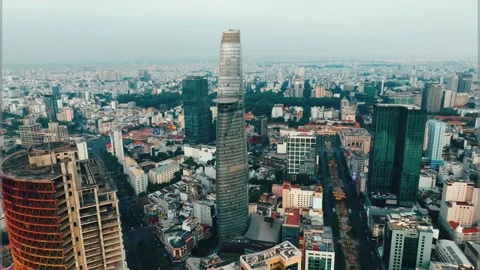 Skyline Soaring, District 1, Ho Chi Minh City and Bitexco tower view 库存影片 301541474