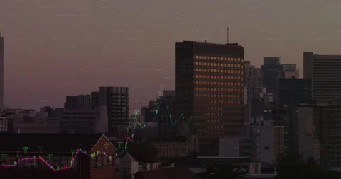 Skyline static at dusk while neon chart emerging after few frames, climbing, Stock Footage 328265632