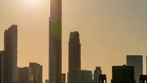 Skyline Sunset Stock Footage 125958137
