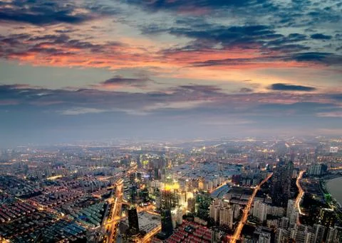 Skyline at sunset Stock Photos