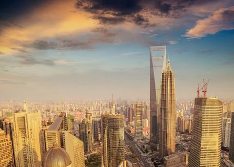 Skyline at sunset Stock Photos