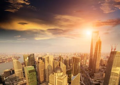 Skyline at sunset Stock Photos