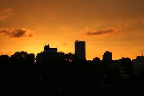 The Skyline In Sunset Stock Photos