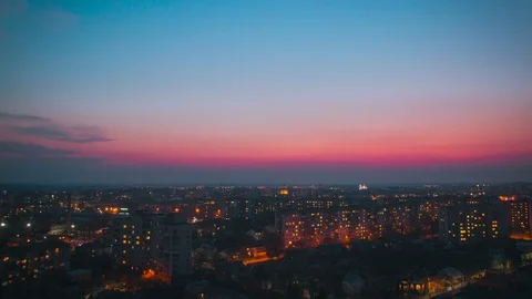 Skyline Sunset Time Lapse Day to Night Stock Footage 74126409