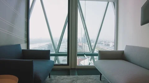 Skyline Through Window Stock Footage 118962724