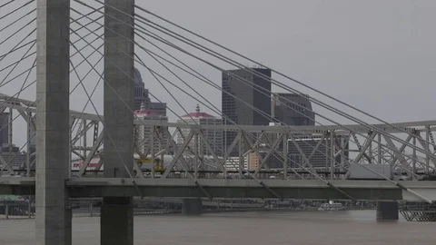 Skyline thru the bridges Stock Footage 76326982