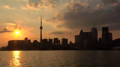Skyline of Toronto at Sunset Stock Footage 38615711
