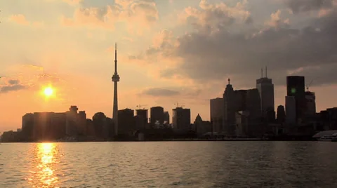 Skyline of Toronto at Sunset 스톡 동영상 38615720