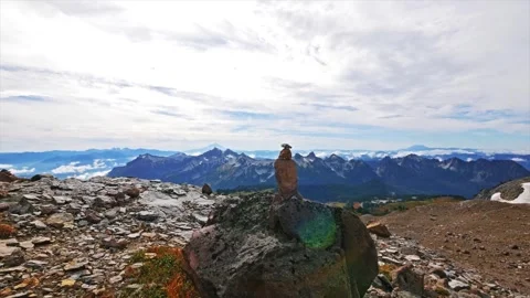 Skyline Trail Panorama Point View of Tatoosh Range and Mountains, Mount Rainier Stock Footage 332139729