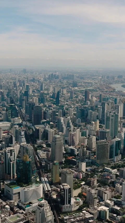 Skyline of urban development with greenery and waterways. Bangkok, Thailand. Stock Footage 342511718