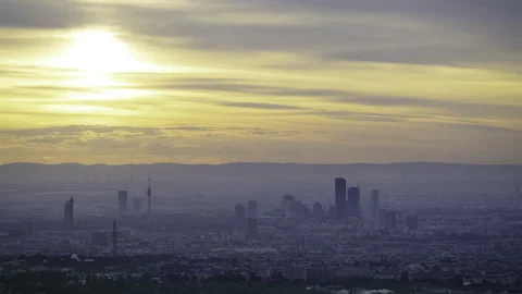 Skyline of Vienna captured in time lapse from a high viewpoint Stock Footage 327449364