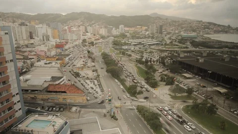 Skyline view of Florianópolis during sunset 2K Stock Footage 90428340