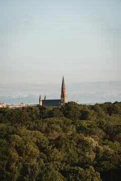 Skyline view of Munich with multiple sights, Alps in background Bavaria Germany Stock Photos