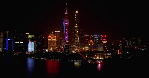 Skyline Views of Pearl Tower and Shanghai Tower in Shanghai, China in 4K Video stock 80388211
