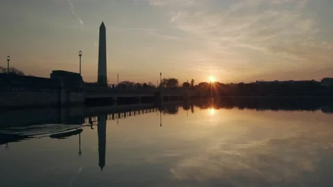 The Skyline of Washington DC, Tidal Basin Sunrise Stock Footage 151865462