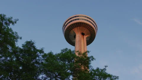 Skylon Tower behind green tree branches Stock Footage 218240437