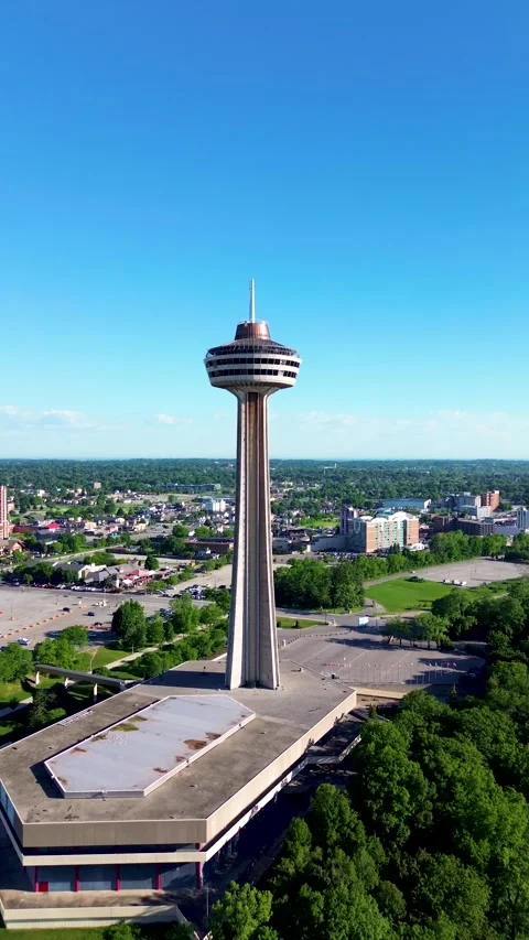 Skylon Tower at Niagara Falls Cityscape Aerial View 스톡 동영상 337401801