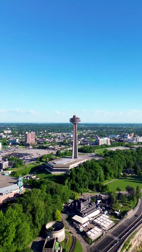 Skylon Tower in Niagara Falls Cityscape Aerial View Video stock 337401819