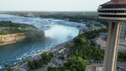 Skylon Tower push through to Niagara Falls Stock Footage 246549972