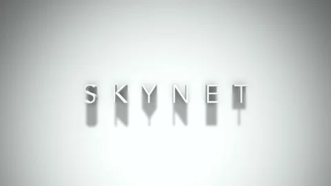 Skynet 3D title animation with shadows on a white background Video stock 296733269