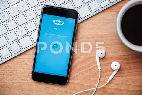 Skype is application that provide text chat video and calls Stock Photos