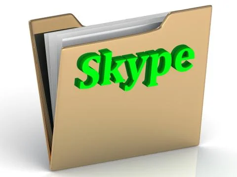 Skype - bright green letters on a folder on a white background Stock Illustration