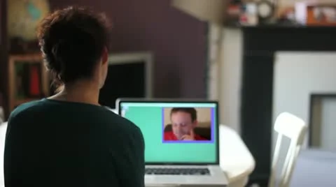 Skype on the laptop Stock Footage 10881953