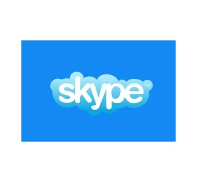 Skype logotype on white background. Skype is a telecommunications application Illustrazione stock