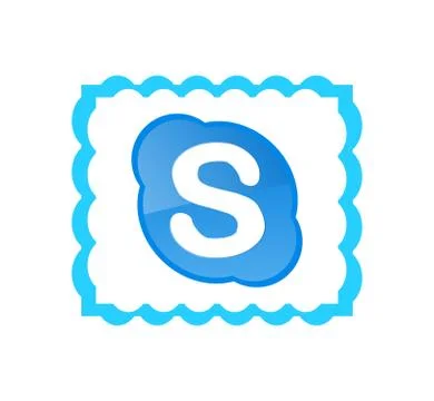 Skype logotype on white background. Skype is a telecommunications application 스톡 일러스트