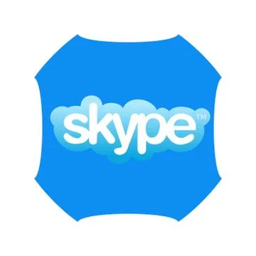 Skype logotype on white background. Skype is a telecommunications application 스톡 일러스트